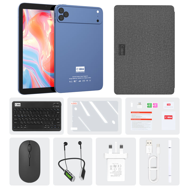 Tablette PC bleue C idea 10,1 pouces Android WiFi avec écran tactile et clavier 5G Quad-core CM10017Air