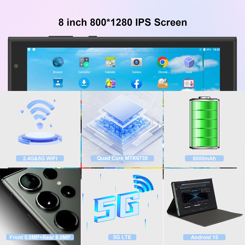 C Idea CM824 Ultra 8 pouces Android 16 Business Tablet Quad-Core 8 Go 512 Go stockage FHD écran tactile avec double caméra Tablette (noir)