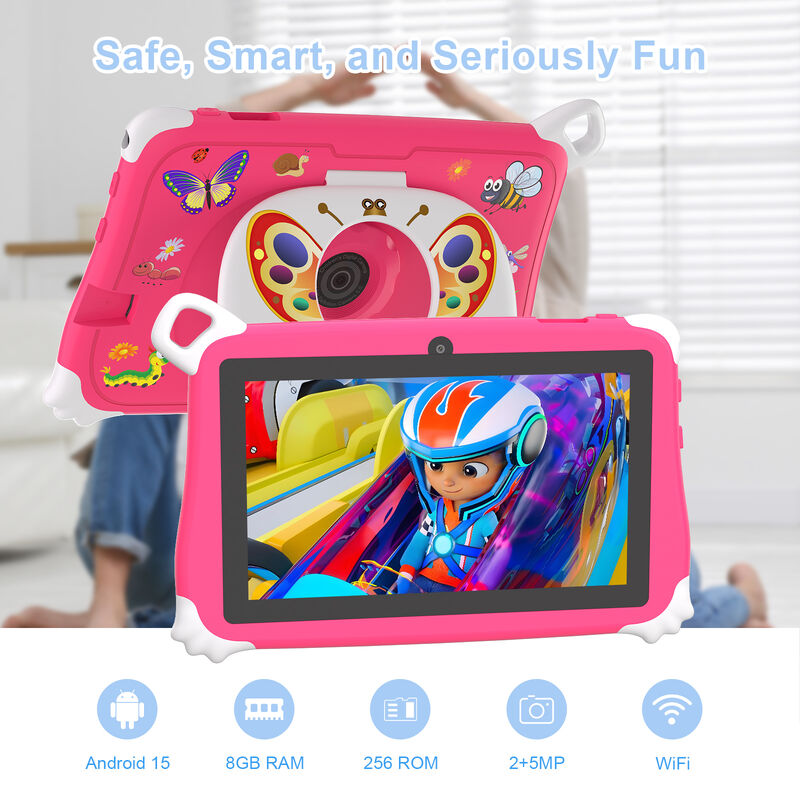 C Idea Tablette PC pour enfants de 7 pouces, 8 Go de RAM, 256 Go de ROM, Android 16, Wi-Fi, résistant aux chutes, utilisation éducative (CM86-rose)