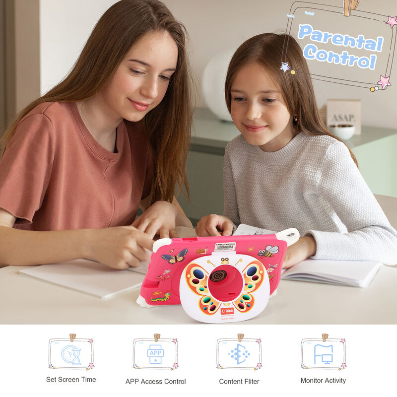 C Idea Tablette PC pour enfants de 7 pouces, 8 Go de RAM, 256 Go de ROM, Android 16, Wi-Fi, résistant aux chutes, utilisation éducative (CM86-rose)