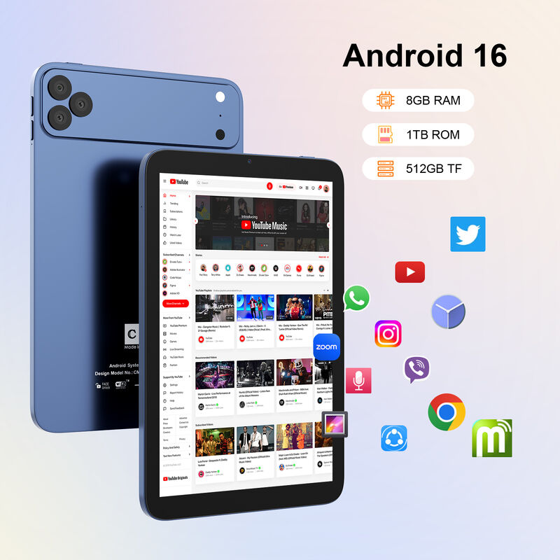 C Idea ODM/OEM 10,1 pouces Android 16 Business Tablet PC 8 Go de RAM 1 To de stockage Écran tactile Wi-Fi FHD (CM10017 Air-Blue)